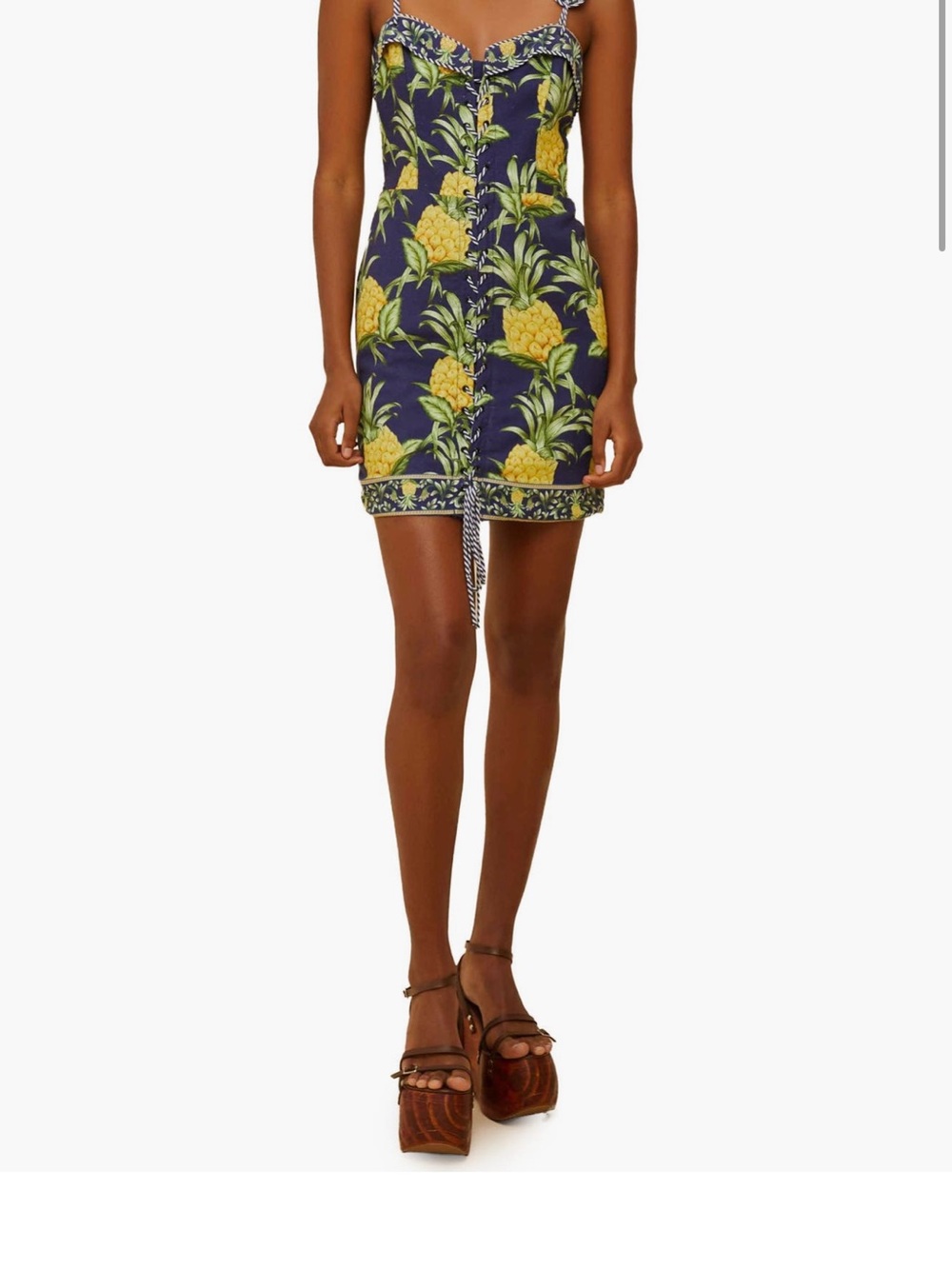 FARM Rio Navy Mini Skirt with Yellow Pineapple Print